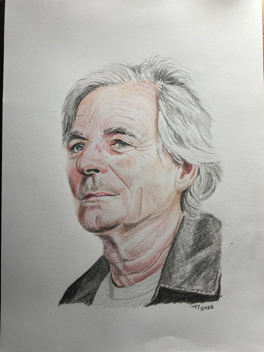 Original artwork portrait of Richard Wright of Pink Floyd