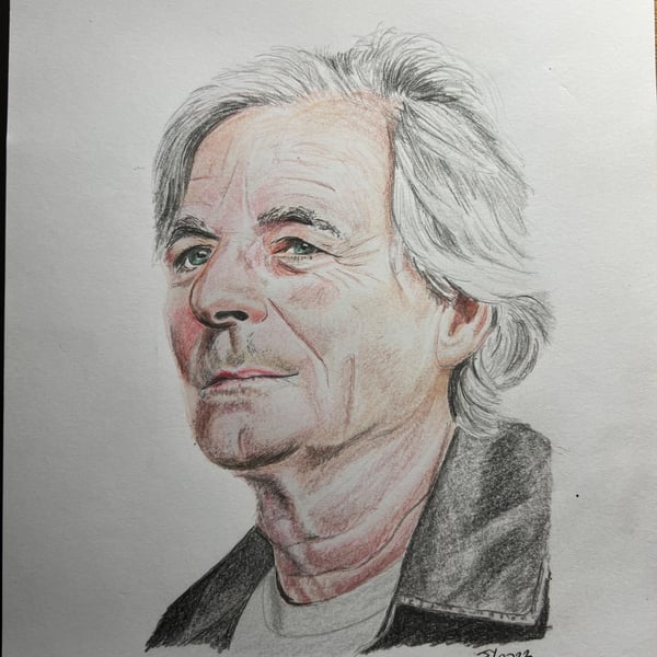 Original artwork portrait of Richard Wright of Pink Floyd