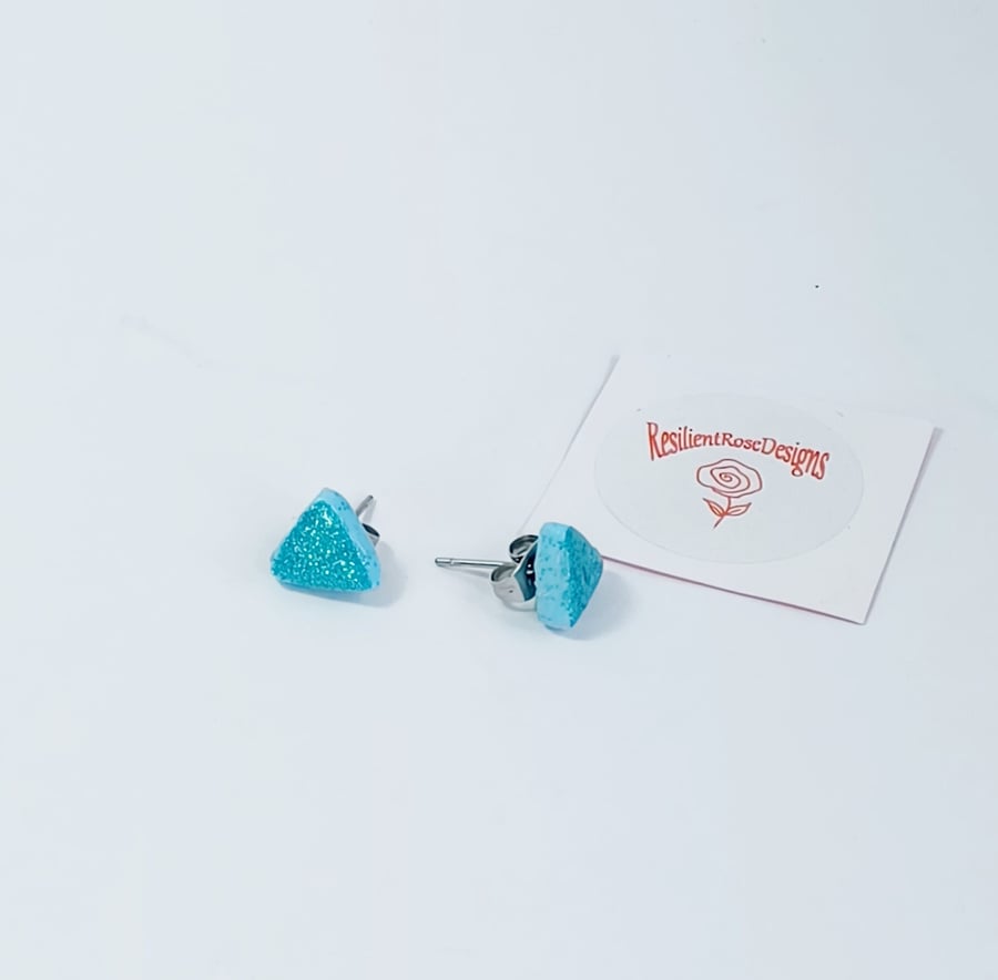 Aquamarine triangle stud earrings       