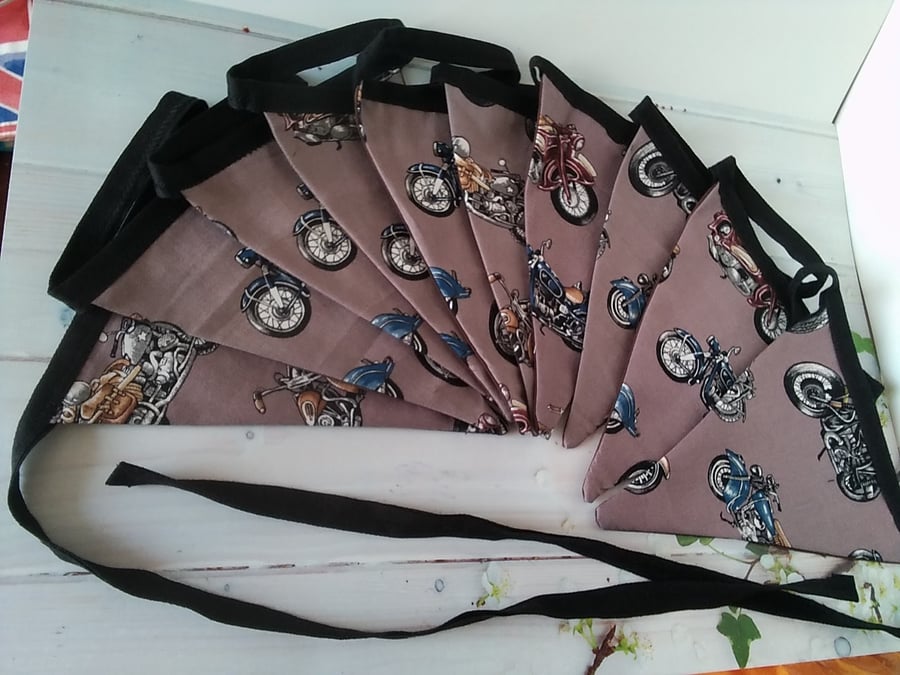 Brown Motorcycle Bunting double sided 10 flags, 2.6 metres, motorbike bunting