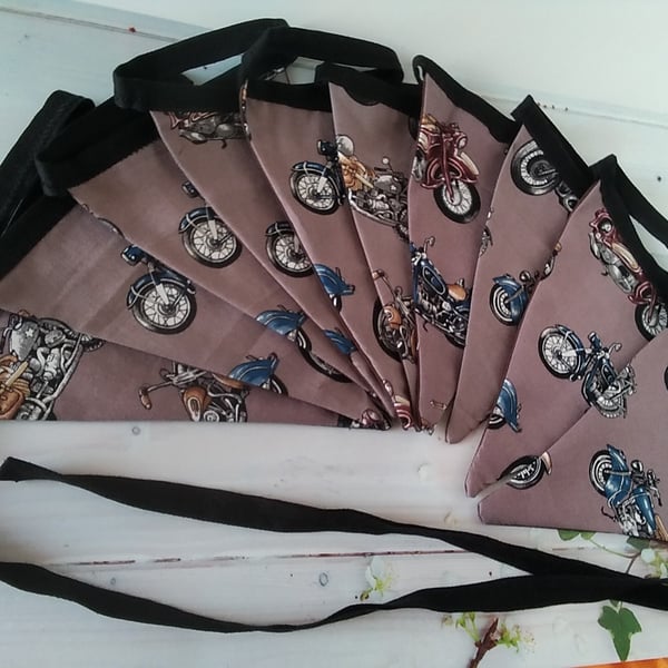Brown Motorcycle Bunting double sided 10 flags, 2.6 metres, motorbike bunting