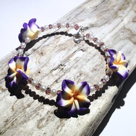 Pretty Flower Beaded Bracelet - UK Free Post