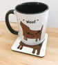 'Woof' mug and coaster. Slight second - Image 3
