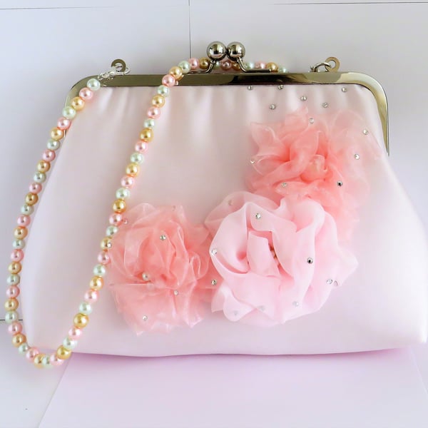 Wedding clutch bag, light pink clutch handbag, Folksy