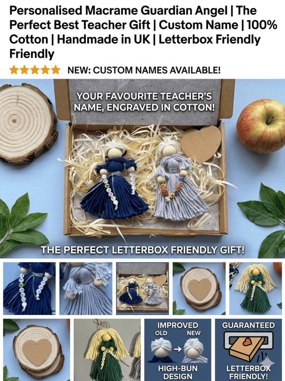 Personalised Macrame Guardian Angel - Best Teacher Gift Keepsake