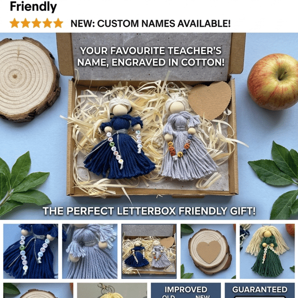 Personalised Macrame Guardian Angel - Best Teacher Gift Keepsake