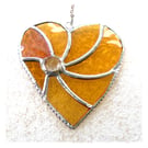 Golden Wedding Heart Swirl Stained Glass Suncatcher Handmade Gold  Anniversary