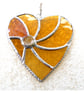 Golden Wedding Heart Swirl Stained Glass Suncatcher Handmade Gold  Anniversary