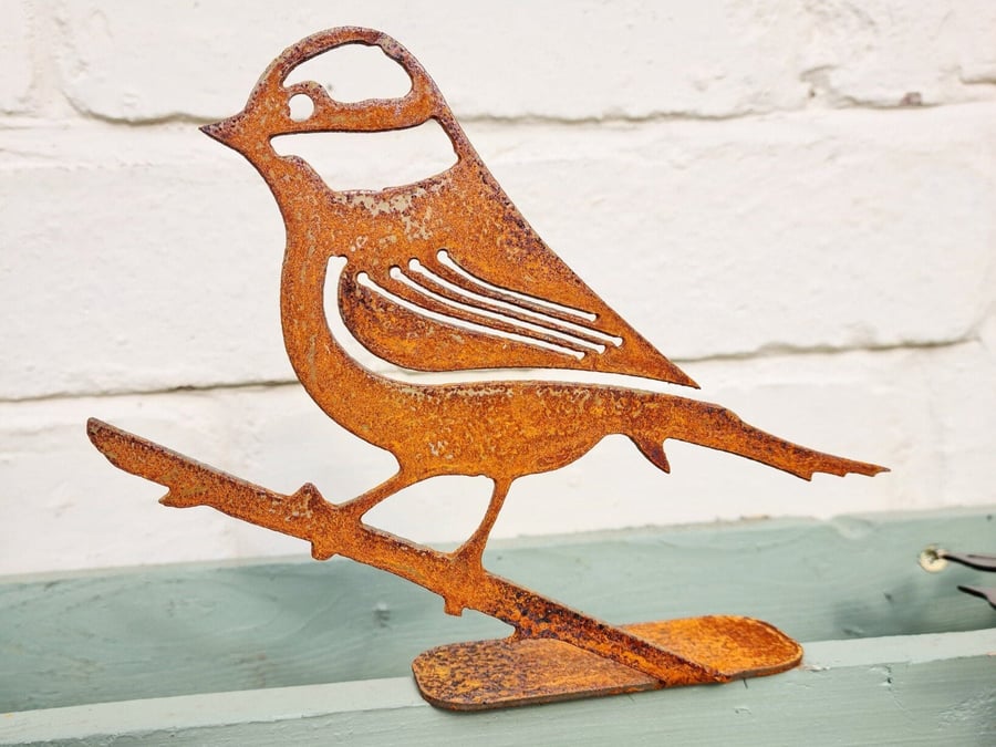 Rusted Metal Blue Tit Rusted Garden Art Rusty Outdoor Ornaments Metal Sculpture