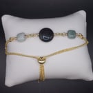 Jadeite and rainbow obsidian slider bracelet