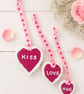 Three Clay Heart Ornaments – "Kiss, Love, Hug" Hanging Decor Set - Image 3