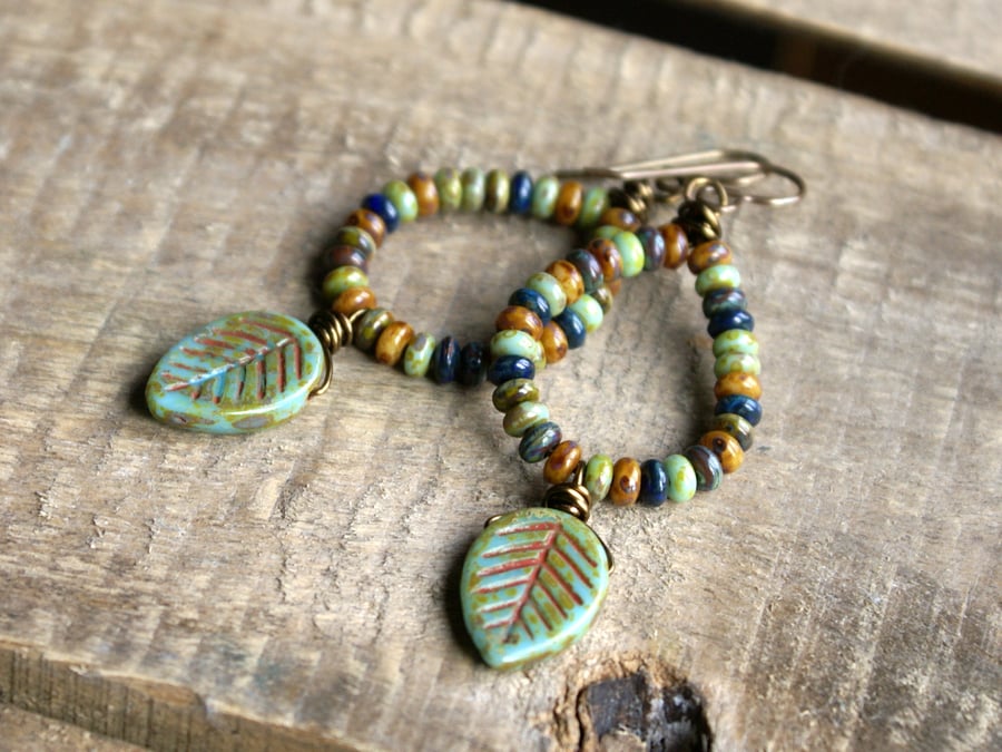 Autumnal Boho-Style Czech Glass Earrings