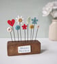 Clay and Button Flower Garden in a Wood Block 'Happy Garden'