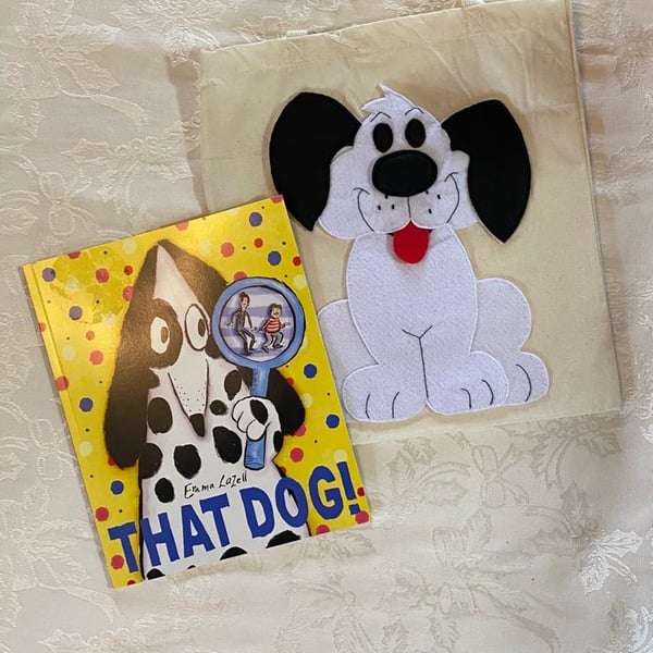 Hand Stitched Tote Book Bag, comes with book in theme of the bag