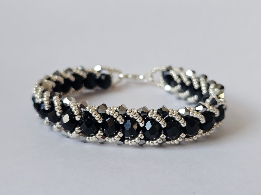 Handmade Bracelet "Black and Silver Elegance"
