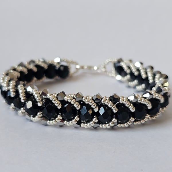 Handmade Bracelet "Black and Silver Elegance"