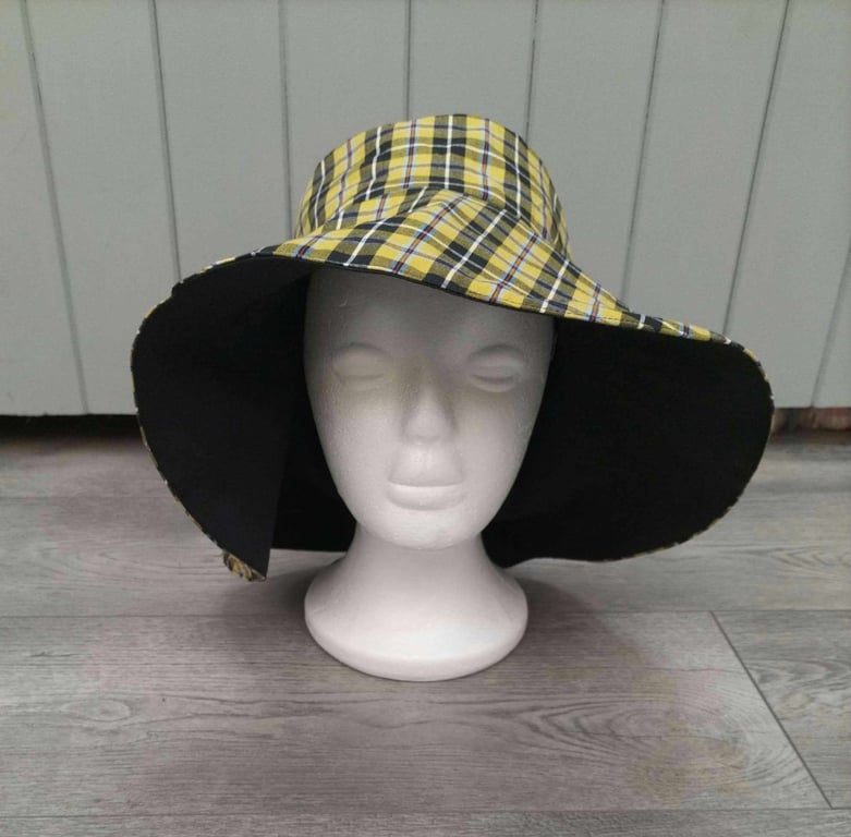 Cornish Tartan large brim floppy hat