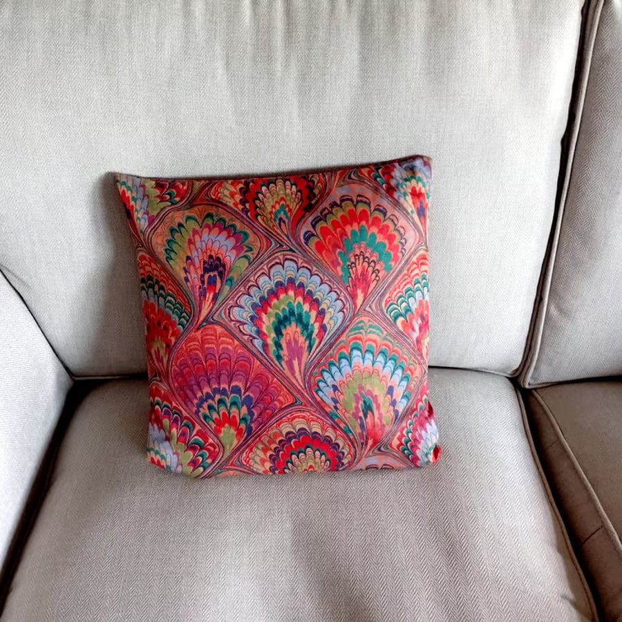 Cushion cover. Russet, turquoise. Rich vibrant colours