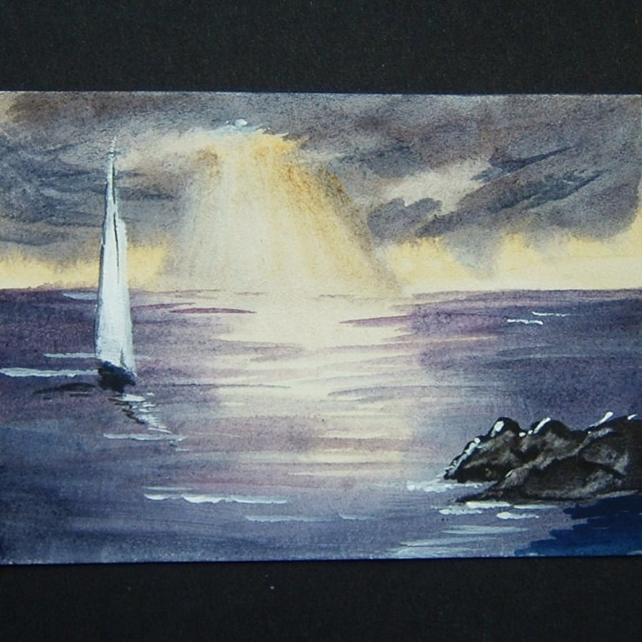 sunset sailing art painting ref 205