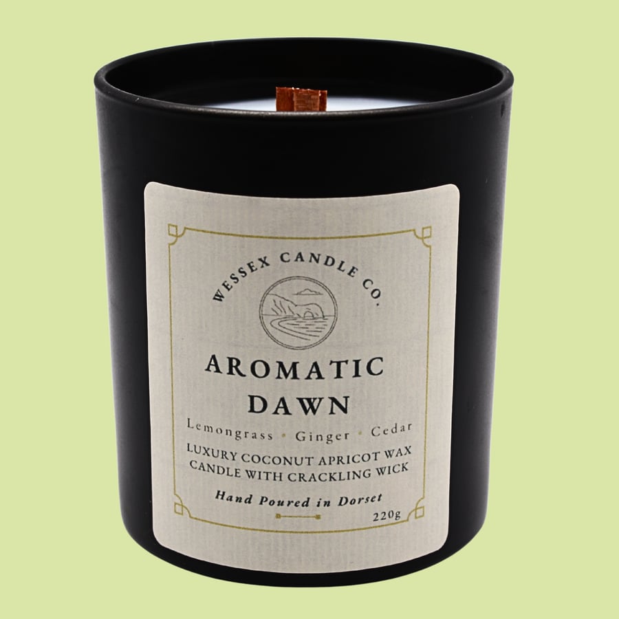 Lemongrass & Ginger Candle - Aromatic Dawn - Wooden Wick