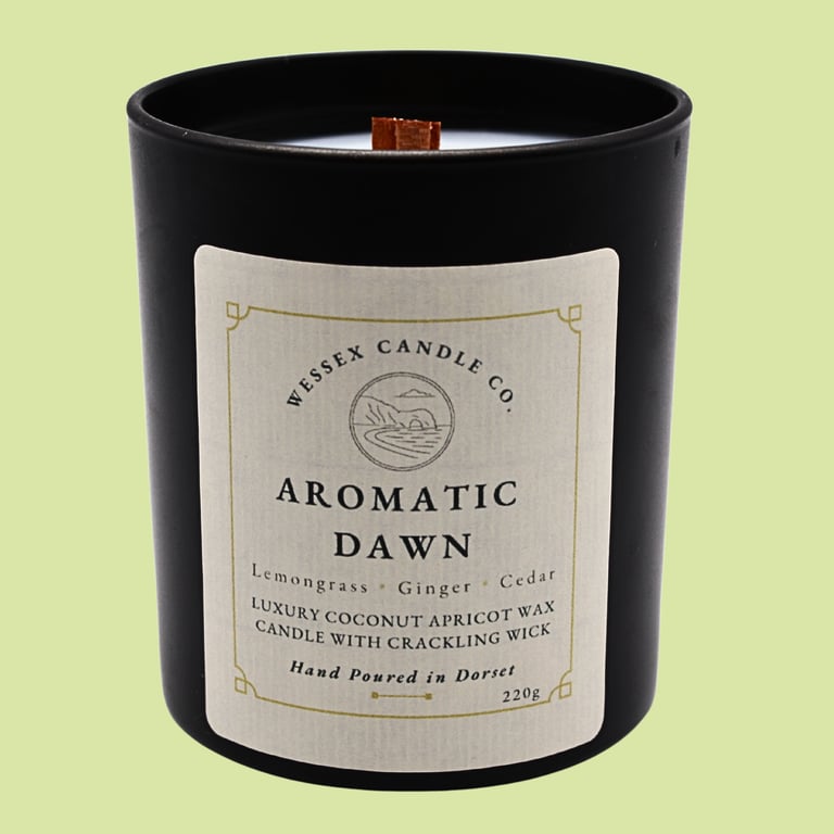 Lemongrass & Ginger Candle - Aromatic Dawn - Wooden Wick