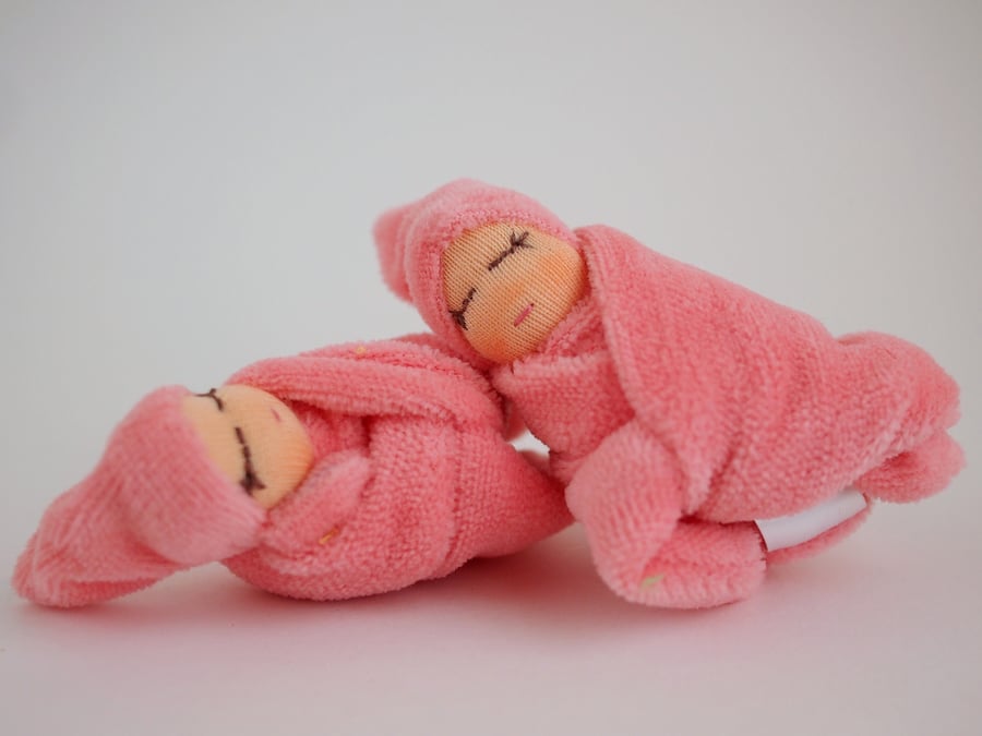 Tiny twin dolls - girl twins - baby dolls - pink baby dolls - baby shower gift 