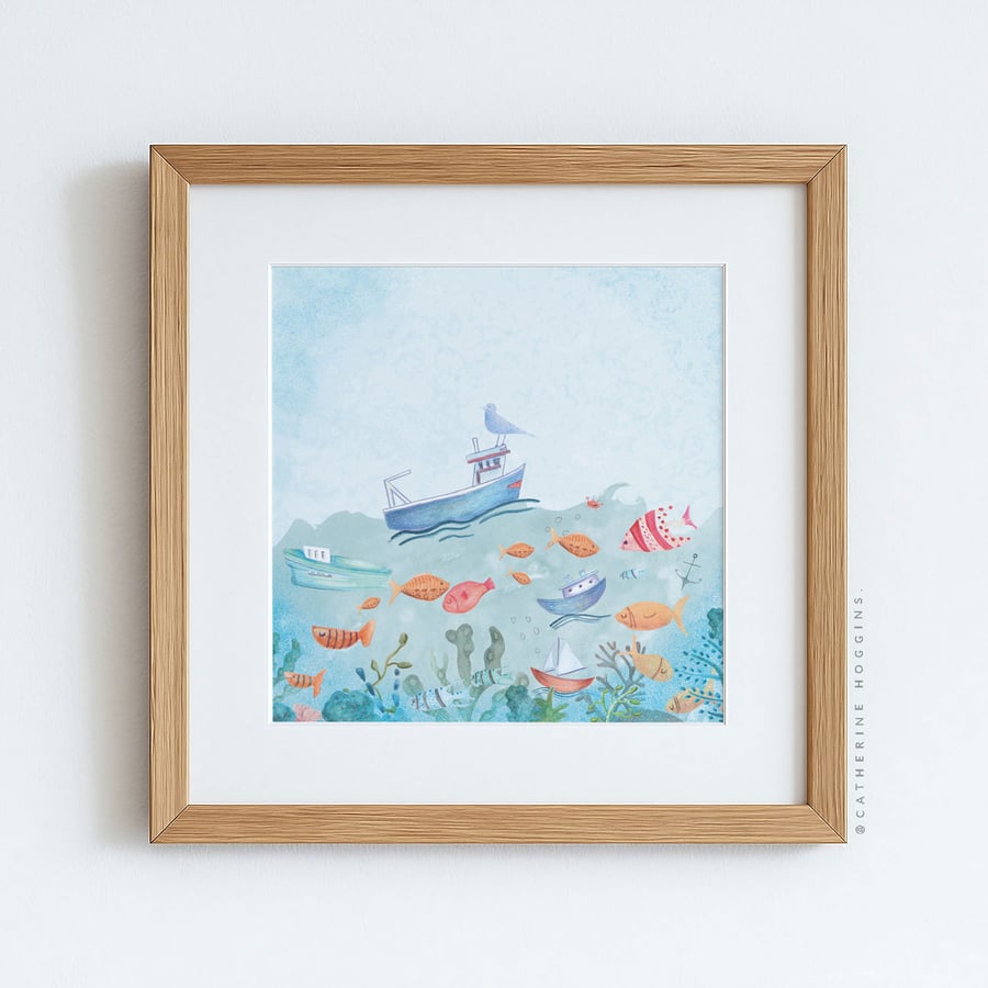 Coastal Collection - Fishing Boat - Nursery Wall Art - Giclee Print