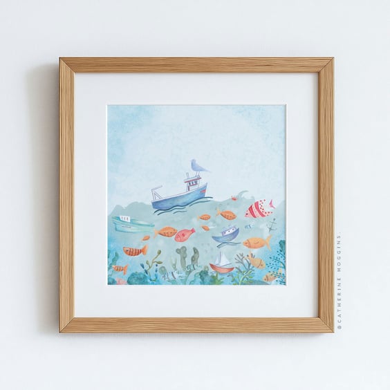 Coastal Collection - Fishing Boat - Nursery Wall Art - Giclee Print