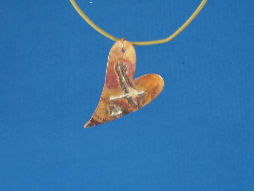 Cross My Heart  Brass and Silver Pendant