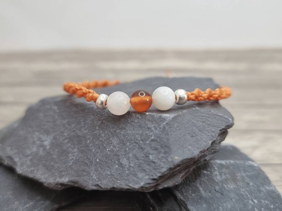 Fertility Bracelet - Rose Quartz, Carnelian, Moonstone