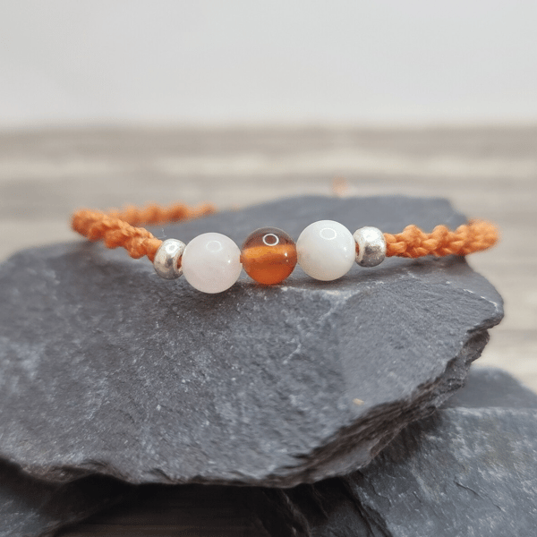 Fertility Bracelet - Rose Quartz, Carnelian, Moonstone