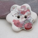 Small Poppy Flower Ceramic Button