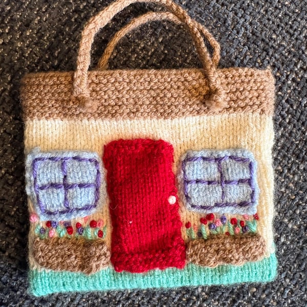 Knitted House Bag & 2 Teddies