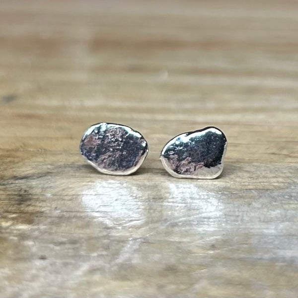 Handmade Melted Sterling Silver Oddity Stud Earrings 