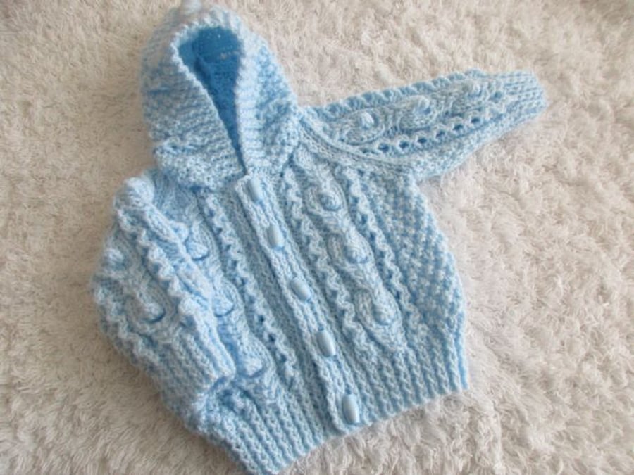 16" Baby Boys Aran Jacket with Hood