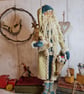Primitive Father Chistmas with hessian sack handmade textile art soft sculpture