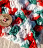 Christmas pouch, Small cotton crochet hand stitched lined pouch for small items - Image 5
