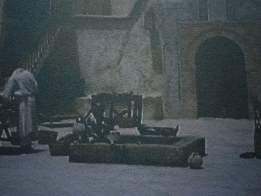  Monastery Courtyard,  unframed , mounted, free hook & easel, free  shiping 6771