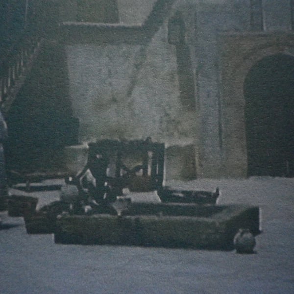  Monastery Courtyard,  unframed , mounted, free hook & easel, free  shiping 6771