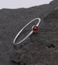 Garnet Sterling Silver Slimline Ring Size N