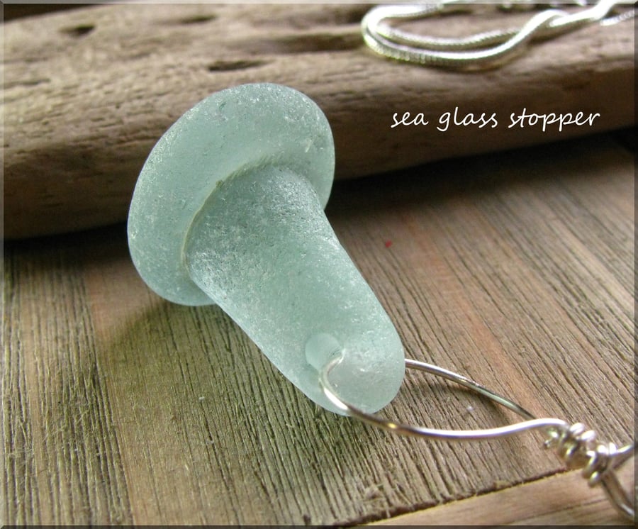 Natural sea glass bottle stopper pendant