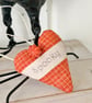 SPOOKY HALLOWEEN HEART DECORATION - orange checks, pumpkin charm - Image 3