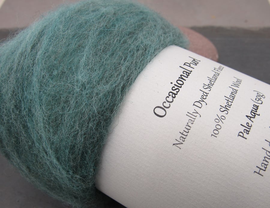 50g Pale Aqua Blue Naturally Dyed Shetland Wool Batt
