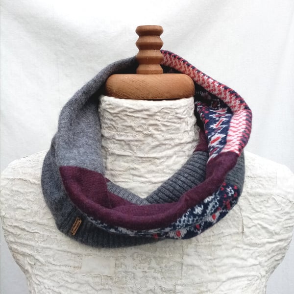 Neck Warmer, Snood, Repurposed Sweater Scarf