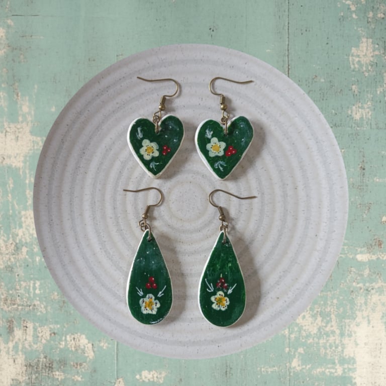 Hand-painted folk art earrings 