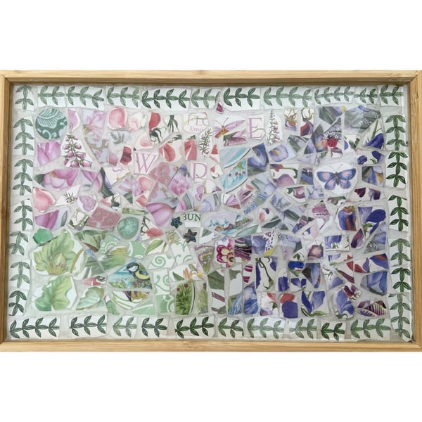 A beautiful romantic resined tray, with a palette of summer colours.