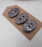 3 Medium Oval Bronze Leaf Pattern Handmade Ceramic Buttons - Image 2