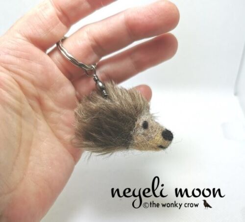Needle felt faux fur Hedgehog keyring