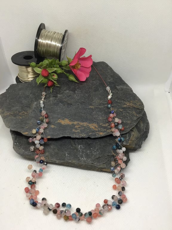 Multi-coloured Agate Floating Necklace