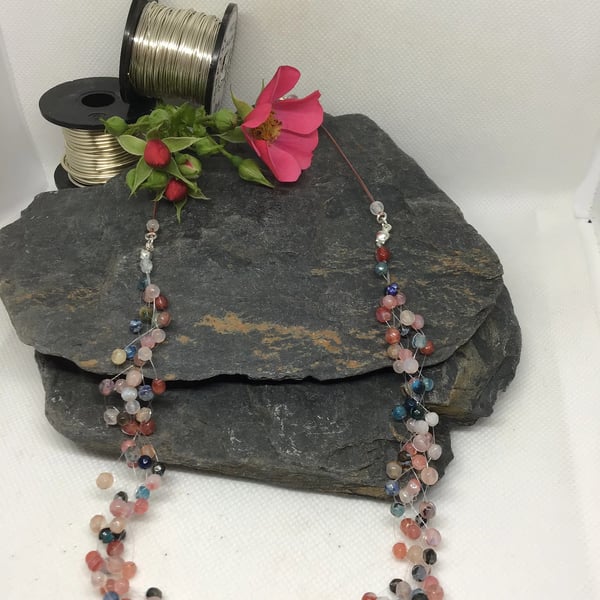 Multi-coloured Agate Floating Necklace